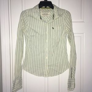 Abercrombie & Fitch green stripe button up shirt